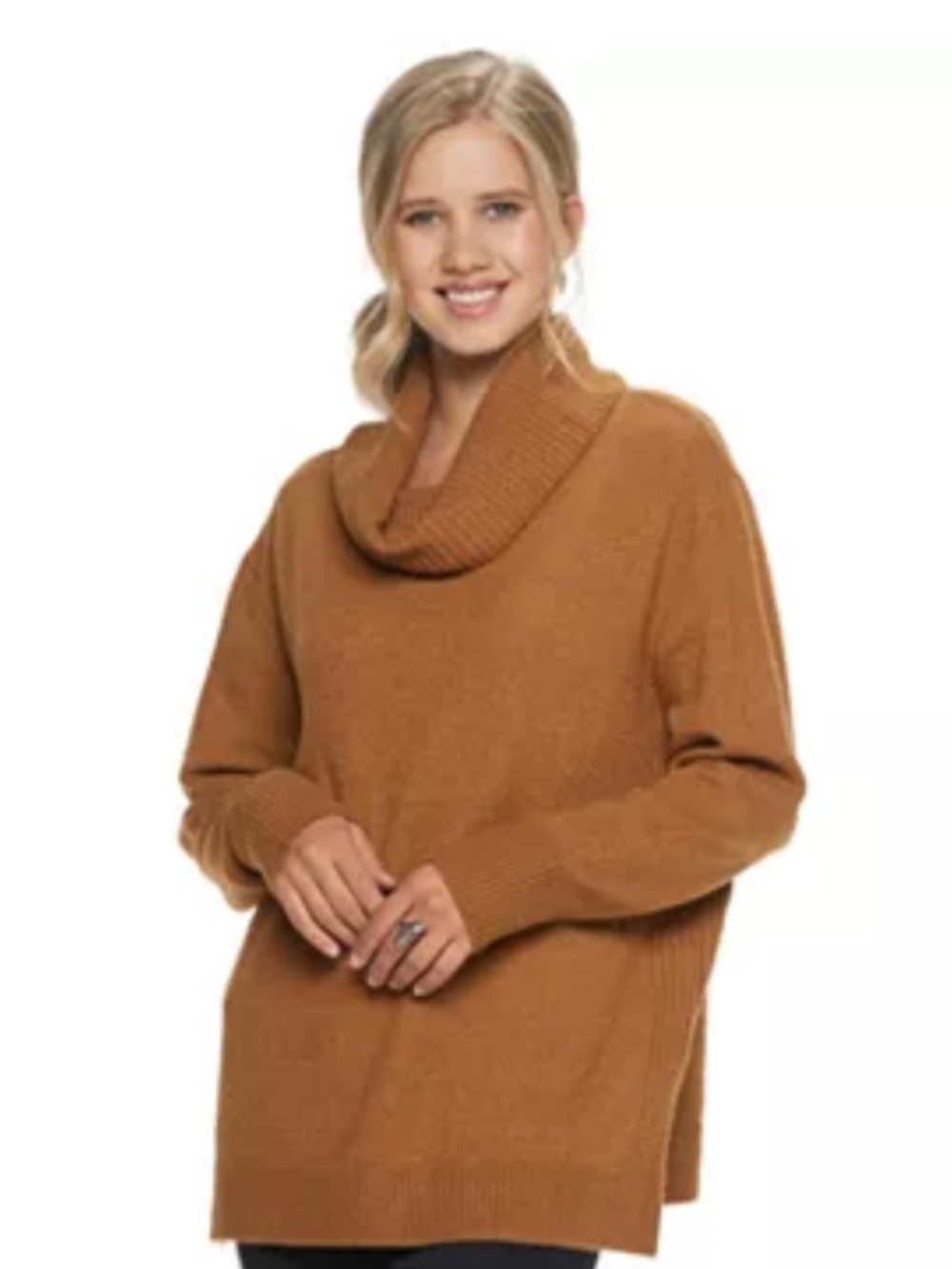 SO Mossy Cowlneck Tunic Sweater